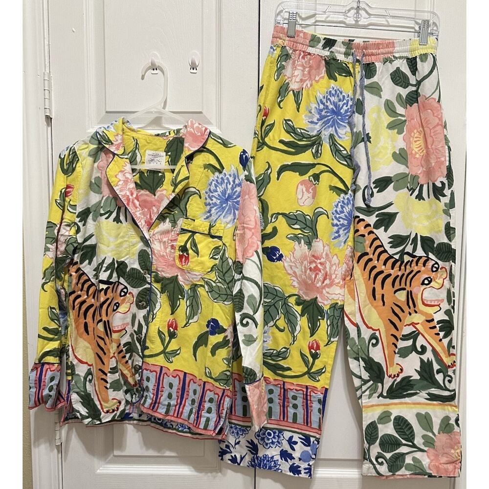 Anthropologie Pajama SET Lil Sire Tigresa Flannel Sleep PJS Womens Size S Cozy - Picture 4 of 16